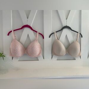 Warners 2 Pack Underwire Supportive Bra Nude Pastel Pink 40C Like New Uplifting